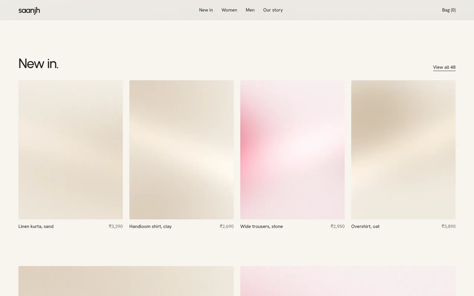 Fashion label website, screens 2